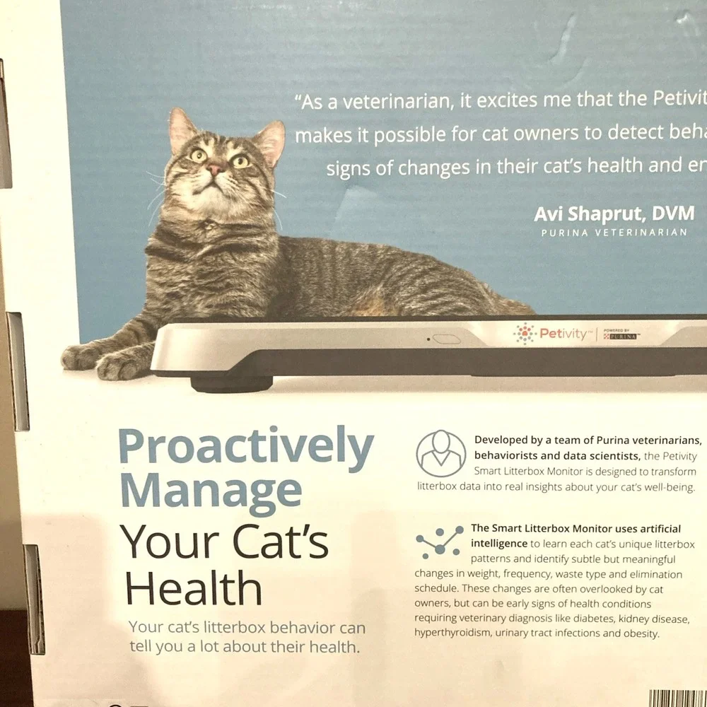 Petivity Smart Litterbox Monitor Health Tracking Alert System for Cats Open Box